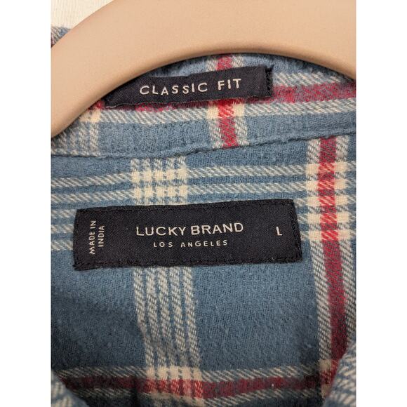 Lucky Brand Flannel Shirt L Blue Plaid 7MS4002 Humboldt Woven‎ Western Classic - Picture 4 of 10